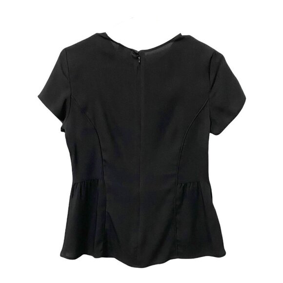 Ann Taylor Black Lace Front Short Sleeve Blouse, Size 2 - Picture 3 of 4